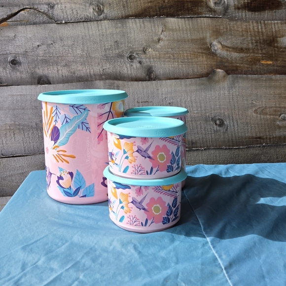 Tupperware Blushing Meadows 4-pc  One Touch Canister Set - Picture 4 of 8